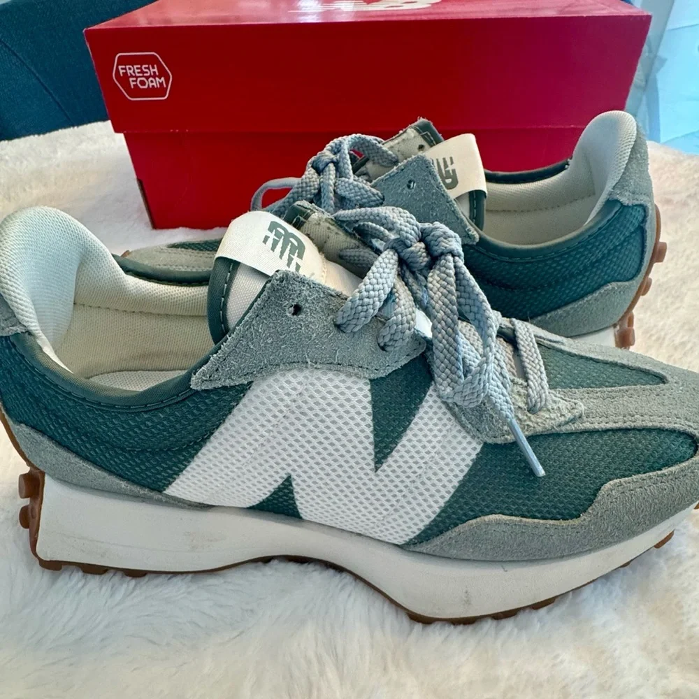 New Balance - 327 Juniper / Dark Juniper Low Top Sneakers - Picture 7 of 13